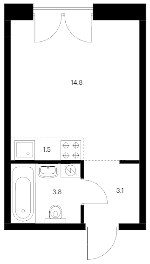 Квартира студия 23.2 м², 5/9 эт., ЖК «Лермонтовский 54»